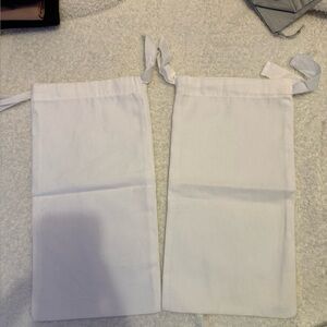 White Cotton Drawstring Pouches - Set of 2